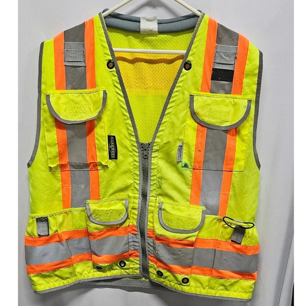 Radwear High Visibility Safety Vest Neon Yellow 3M Scotchlite Reflective Mesh L